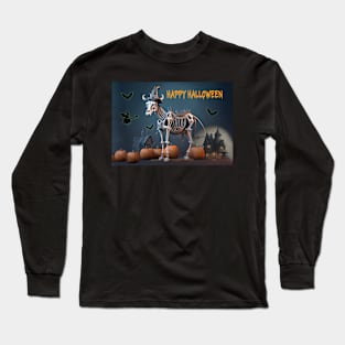 Horse Witch Skeleton Halloween Card Sticker Long Sleeve T-Shirt